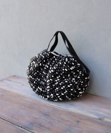 Black White Chunky Textured Round Bag