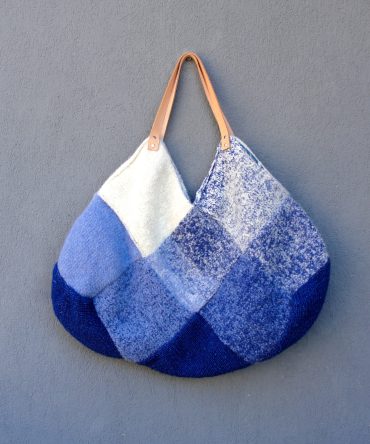 Blue Gradient Felted Patchwork Tote