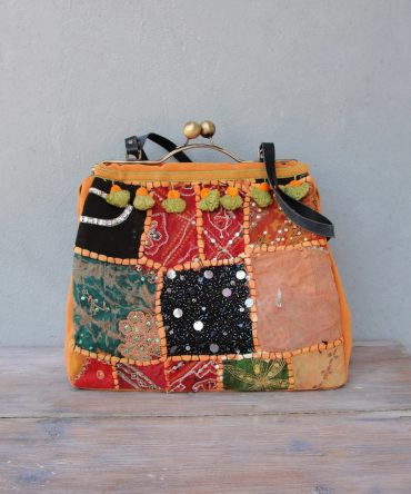 Boho Patchwork Mirror-Work Frame Bag