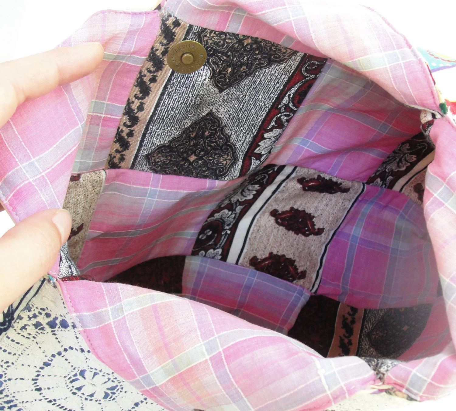 Boho Patchwork Quilted Tote Bag - Image 3