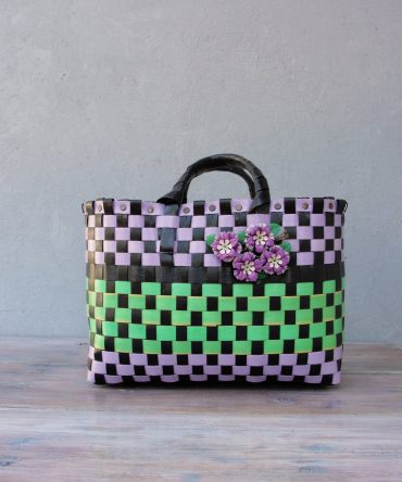 Checkerboard Garden Woven Tote
