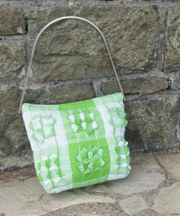 Fresh Green Pleated Patchwork Shoulder Bag