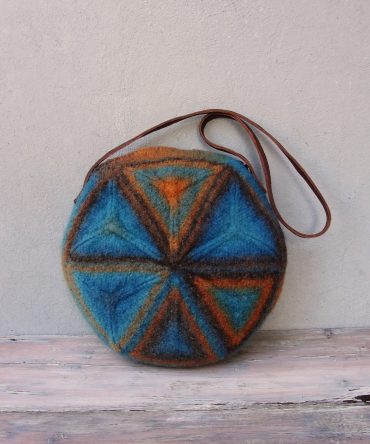 Geometric Felted Round Crossbody Bag