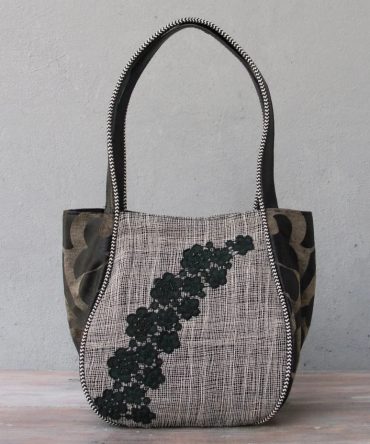 Modern Panel Tote with Lace Bloom